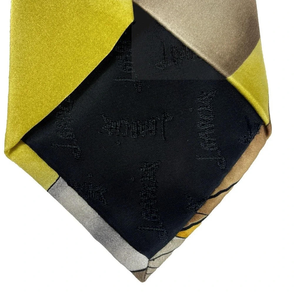J. Garcia Silk Tie, Facets ll Collection 53,‎ Abstract Yellow, Gold, Tan, Grey